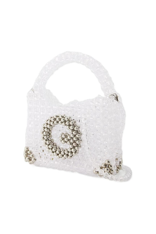 Perlenhandtasche - Germanier - Perlen - Schwarz/Weiß