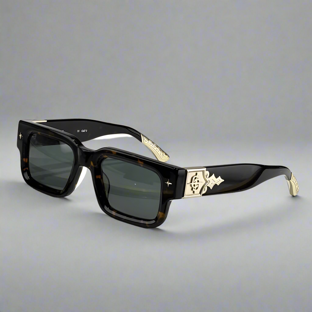 Getaway jet black thick acetatе high‑street shades luxury eyewear