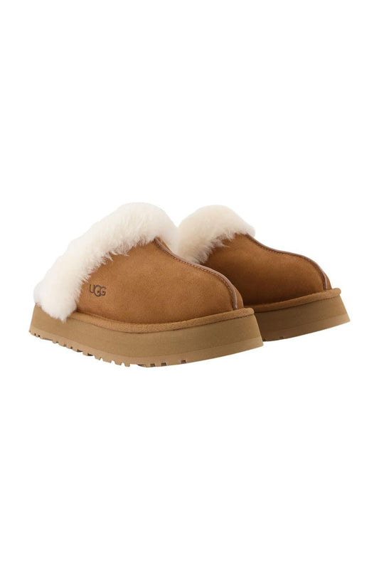 Disketten-Pantoletten - Ugg - Leder - Chestnut