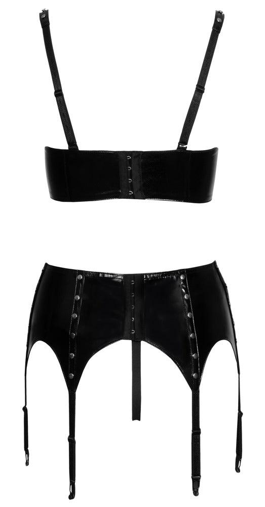 Black Vinyl Suspender Set
