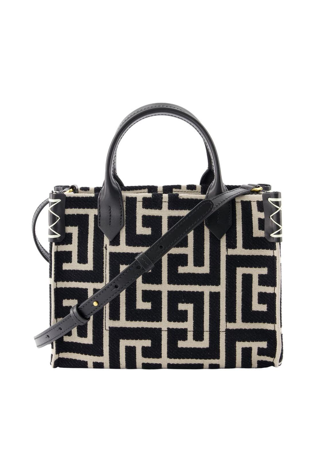 Einkaufstasche B-Army Small - Balmain - Baumwolle - Elfenbein/Schwarz