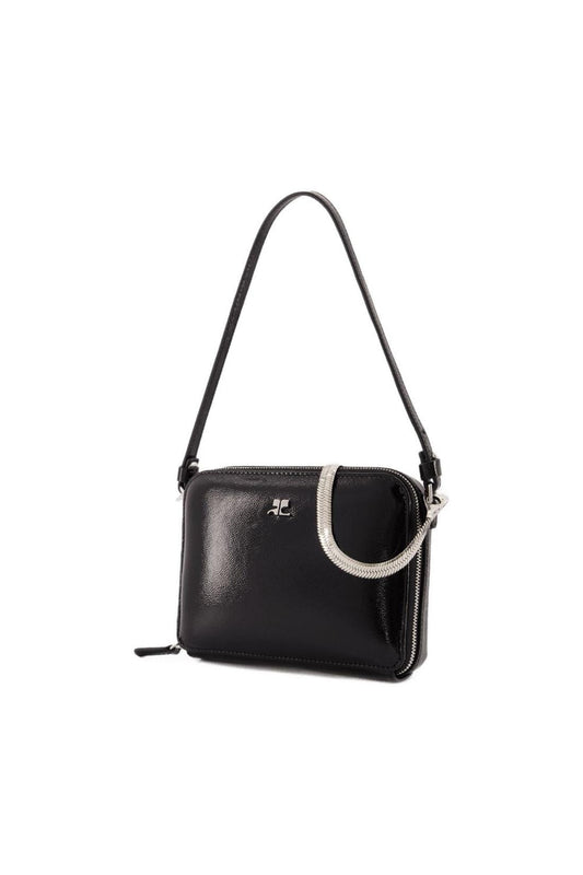 Cloud Chained Naplack Handtasche - Courreges - Leder - Schwarz