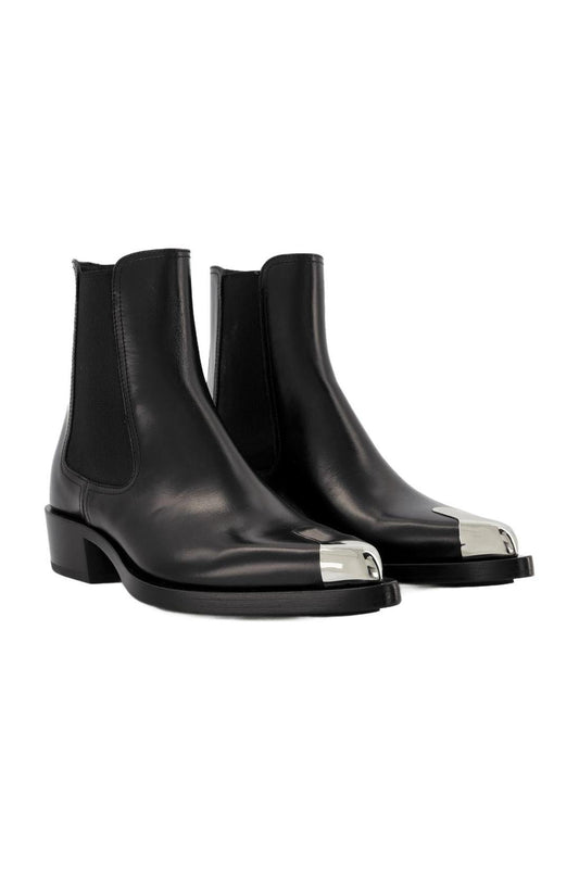 Stiefeletten Boxcar aus schwarzem und silberfarbenem Leder