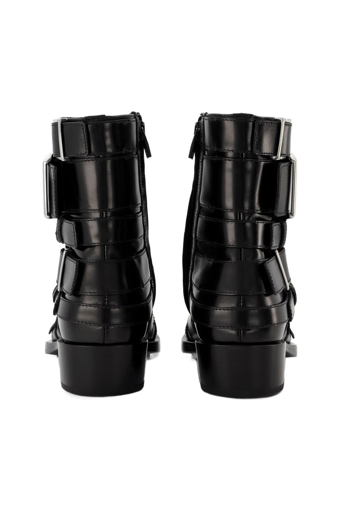 Stiefeletten Boxcar aus schwarzem Leder/Silber