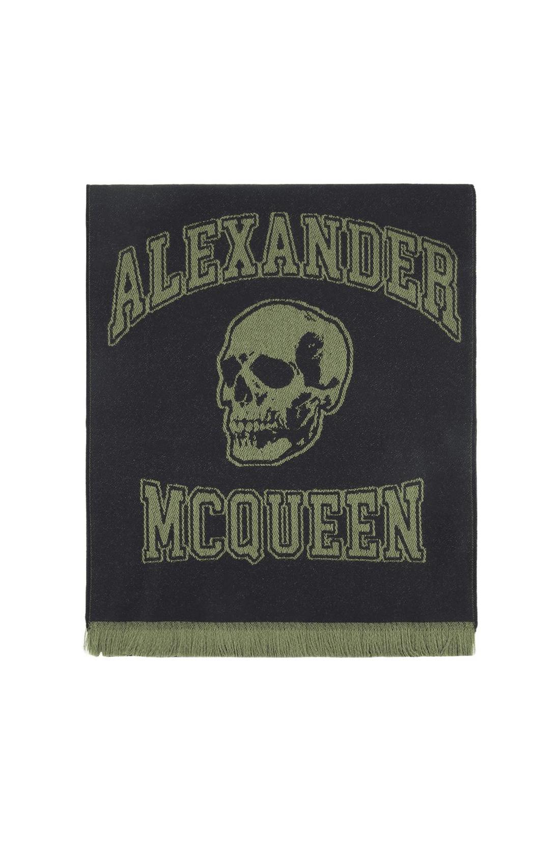 Varsity-Schal mit Skull-Logo - Alexander McQueen - Wolle - Schwarz