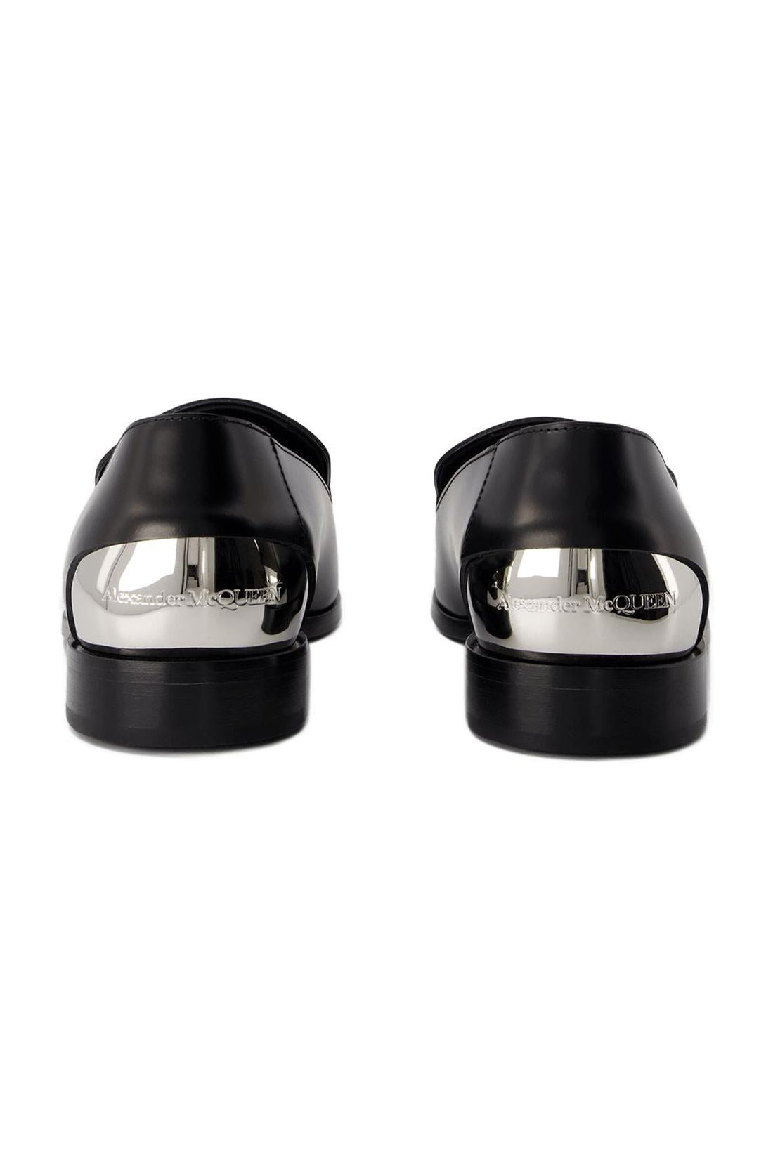 Metal Heel Mokassins - Alexander McQueen - Leder - Schwarz/Silber