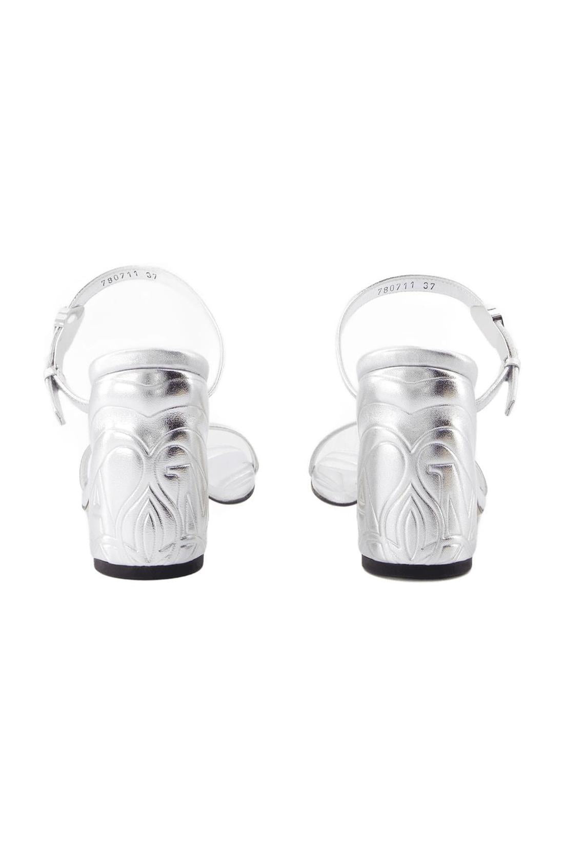 Seal Sandalen mit Absatz - Alexander McQueen - Leder - Silber