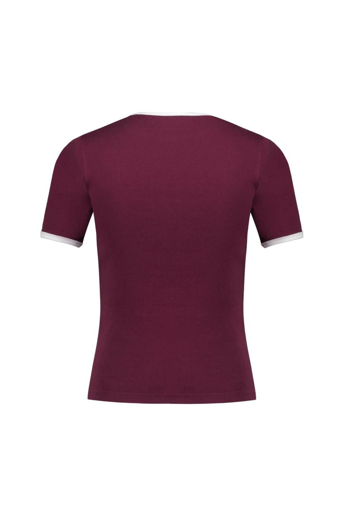 Signature T-Shirt - Courreges - Baumwolle - Bordeaux