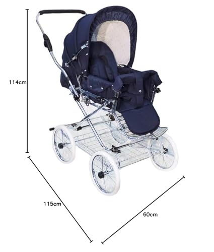 EICHHORN Kinderwagen Kombikinderwagen Komplett-Set, 0-3 Jahre, umbaubar zum Sportwagen, inklusive Babytragetasche, EVA-Rad, marineblau