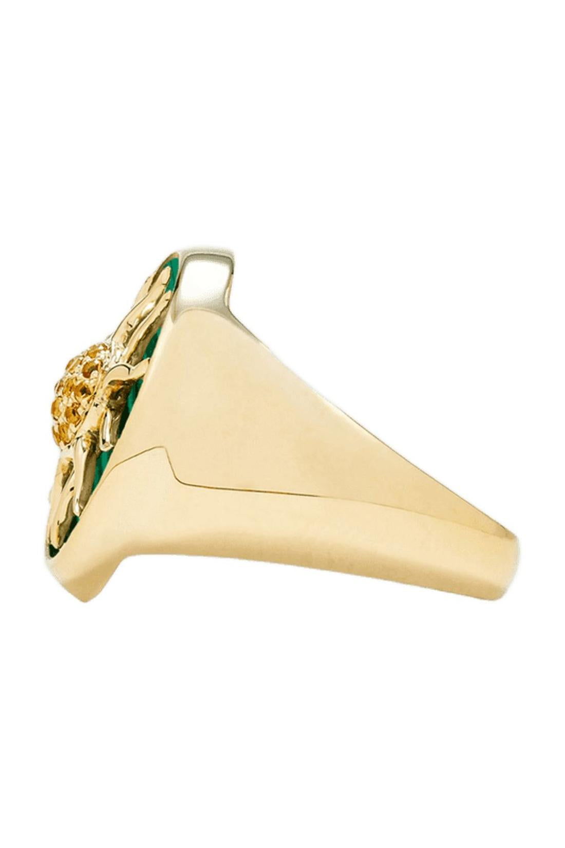 Sonnenkranz aus 9 Karat Gold, Malachit und Citrinen