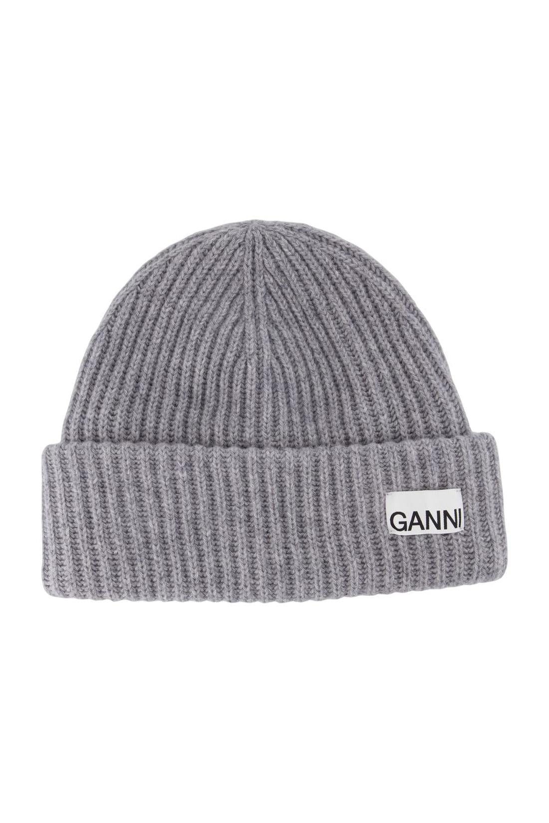 Structured Rib Mütze - Ganni - Wolle - Grau