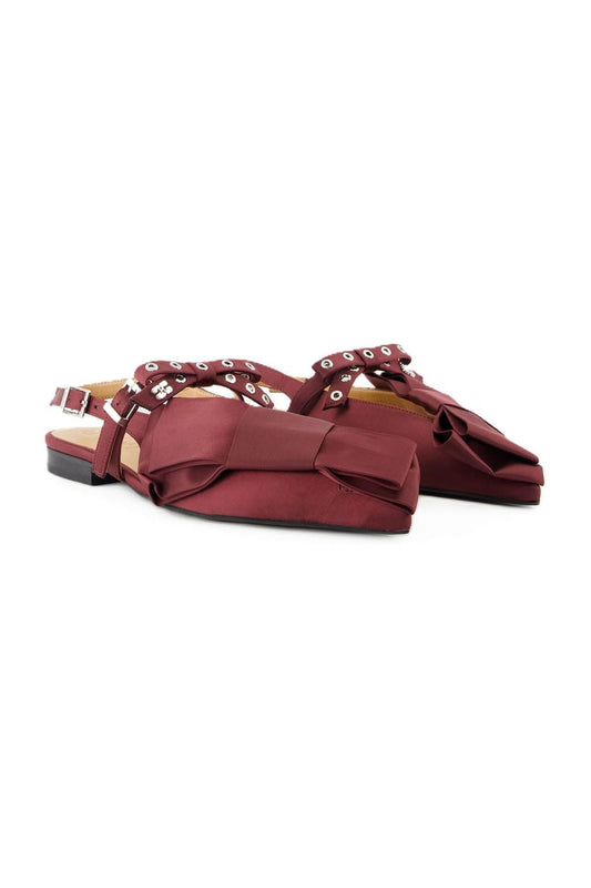 Big Bow Ballerinas - Ganni - Synthetik - Bordeaux