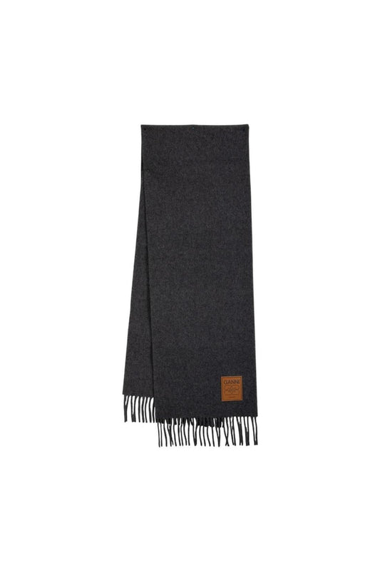Double Face Solid Schal - Ganni - Wolle - Grau