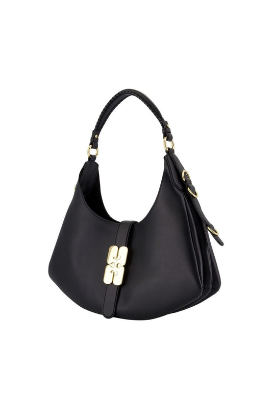 Kat Small Gold Schultertasche - Ganni - Leder - Schwarz