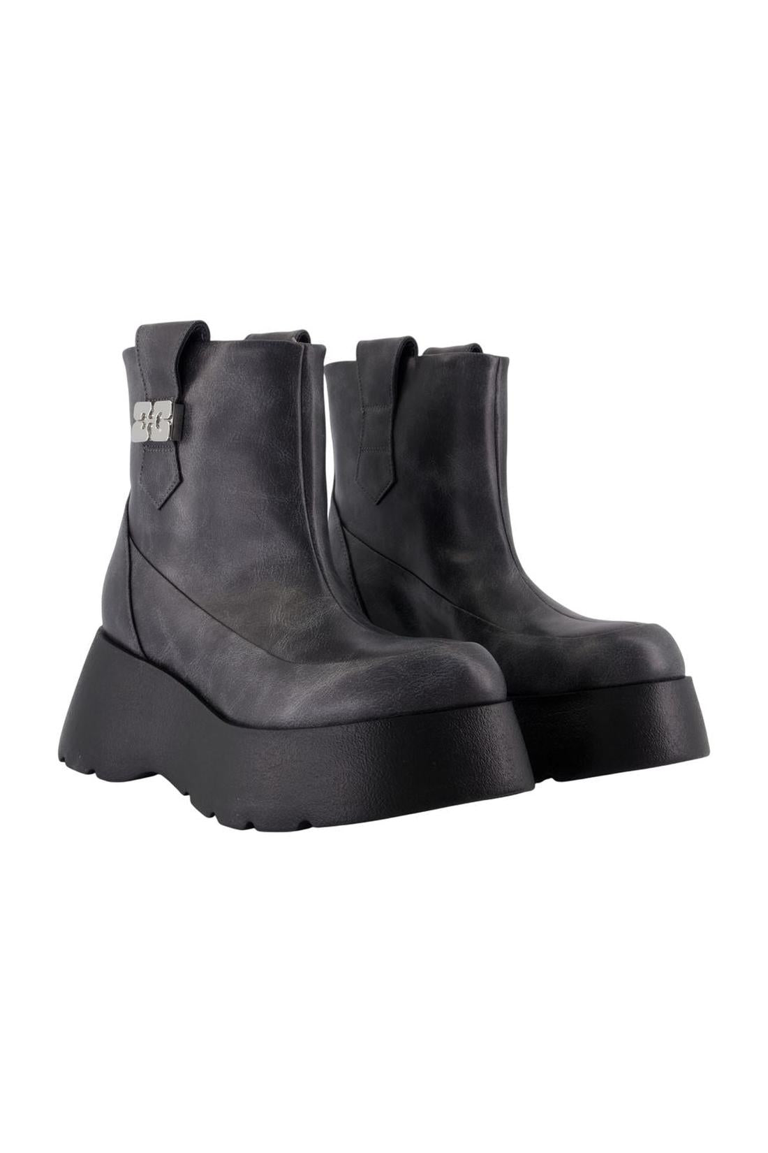 Kat Low Vintage Stiefeletten - Ganni - Leder - Grau