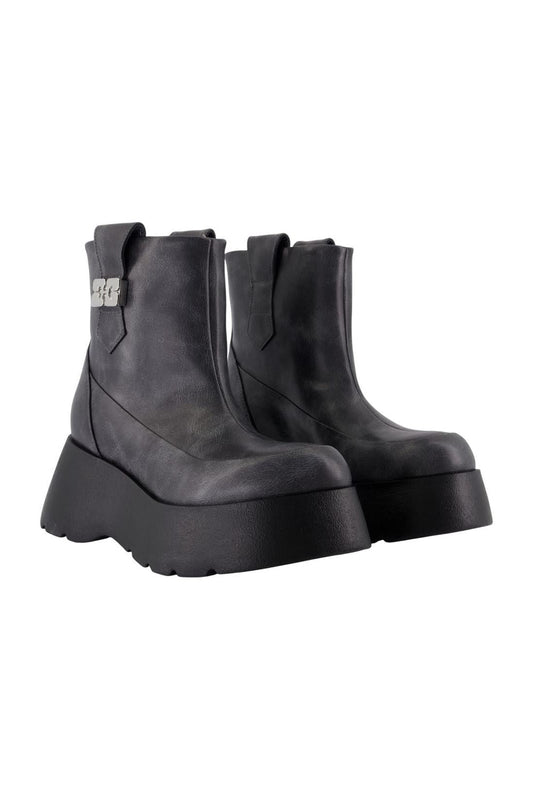 Kat Low Vintage Stiefeletten - Ganni - Leder - Grau
