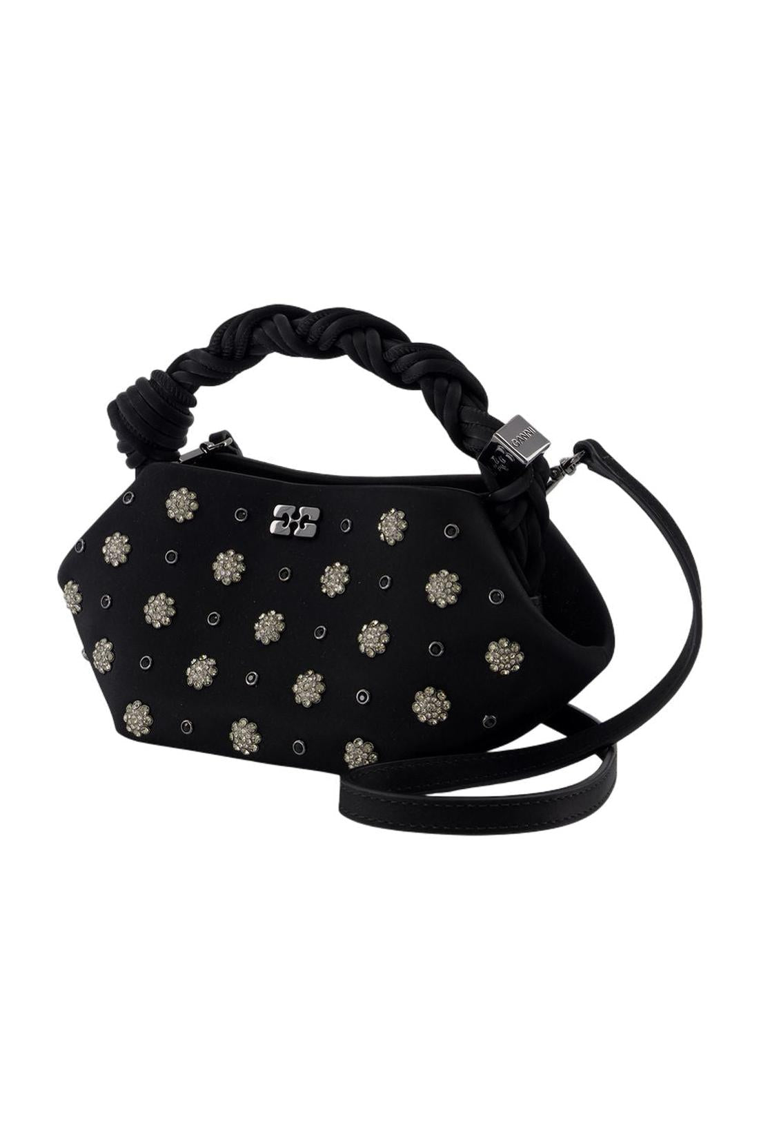 Bou Mini Flower Stud Handtasche - Ganni - Leder - Schwarz