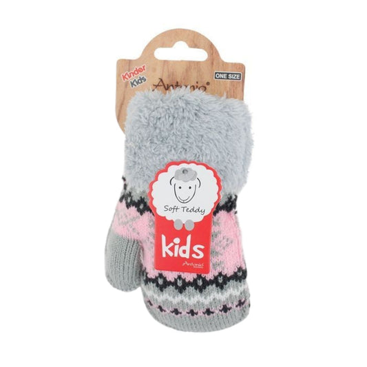 Kinder Fäustlinge » Strickhandschuhe Winter Norweger Stern » Kids Winterhandschuhe mit Soft Teddy » Kinderhandschuhe