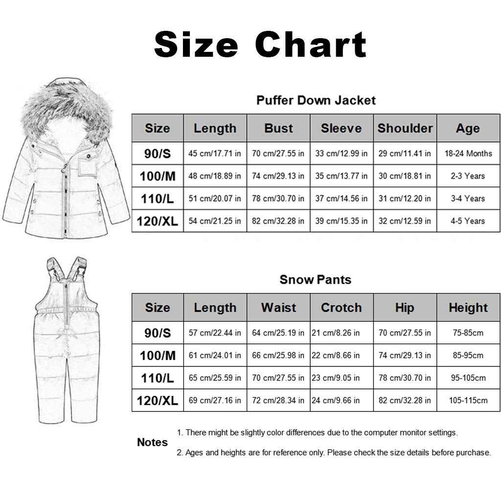 Kinder Daunenjacke Schneeanzug mit Künstliches Fell Kaputze Bekleidungsset Mädchen Jungen Verdickte Winterjacke + Skihose Daunenhose Kinderskianzug, Schwarz 4-5 Jahre