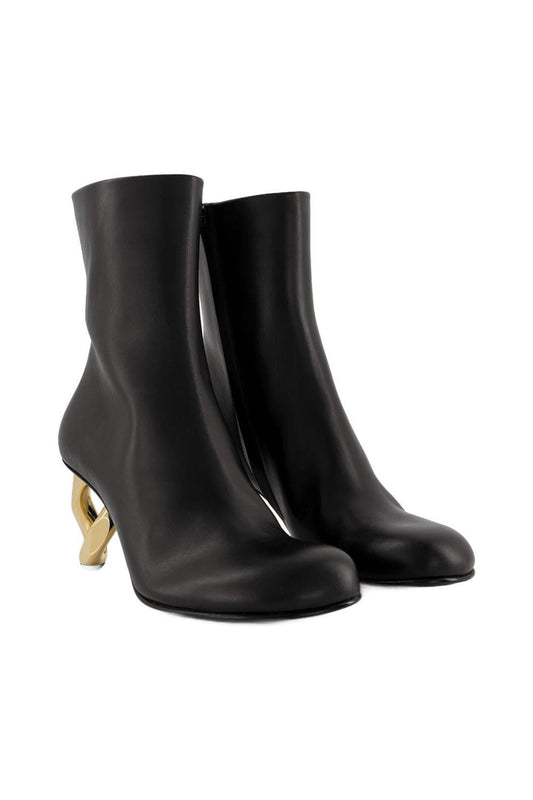 Stiefeletten Chaîne aus schwarzem Leder