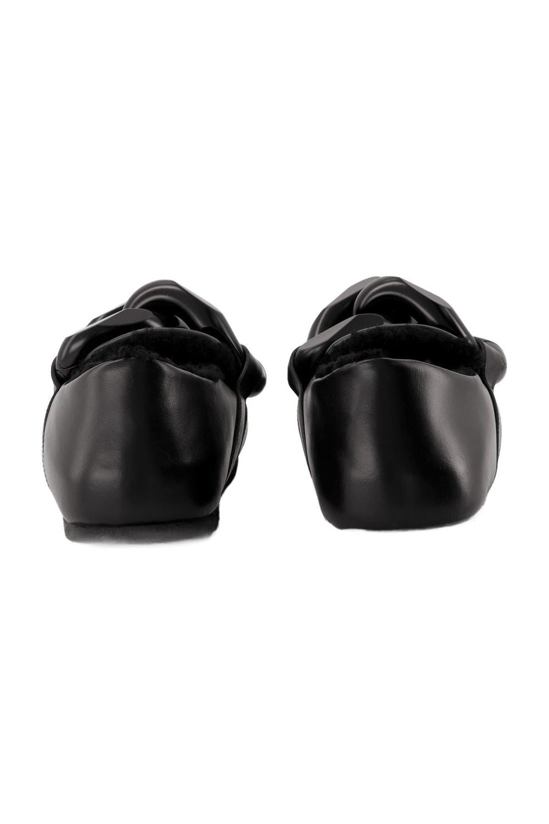 Mokassins Chaîne Close Back aus schwarzem Leder