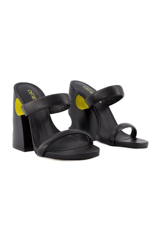 Bulky Slides - Off White - Black/Yellow - Leather