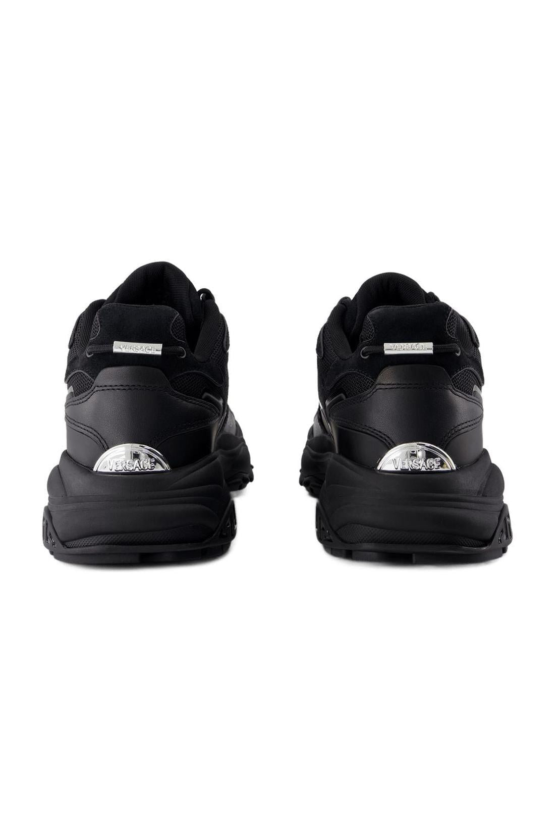 Low Top Sneakers - Versace - Leder - Schwarz