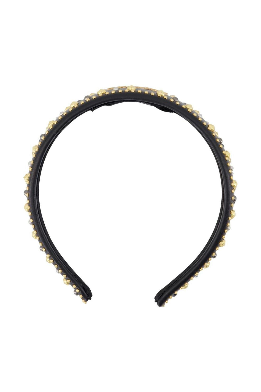 Lettering Haarreif - Versace - Leder - Schwarz