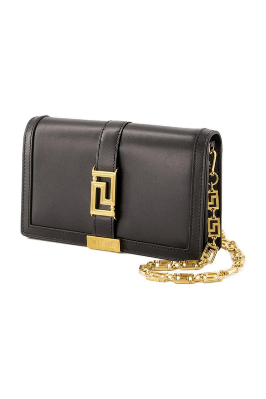 Wallet On Chain Greca Goddess - Versace - Leder - Schwarz