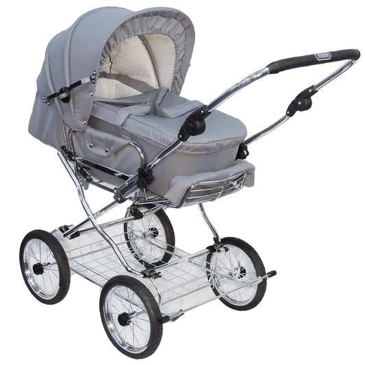 EICHHORN Kinderwagen Kombikinderwagen Komplett-Set, 0-3 Jahre, umbaubar zum Sportwagen, inklusive Babytragetasche, Stoff Grau, ECCO-Räder