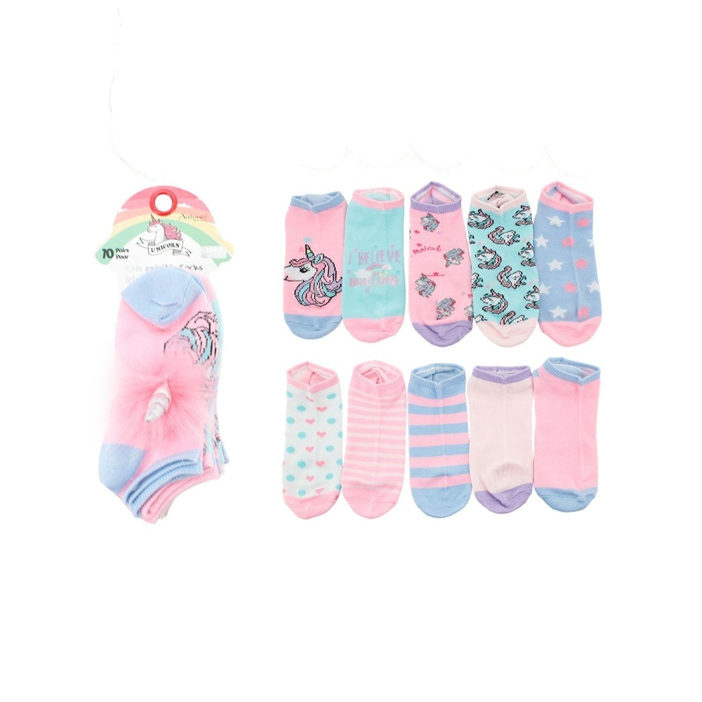 10er Pack Kinder Socken » Set 10 Paar bunte Kindersocken » Kinderstrümpfe "Regenbogen"