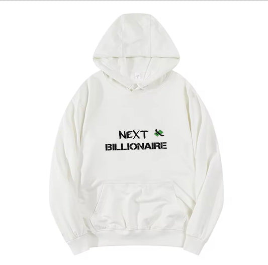Motivational Line,NEXT BILLIONAIRE,New fashionable round neck hoodie
