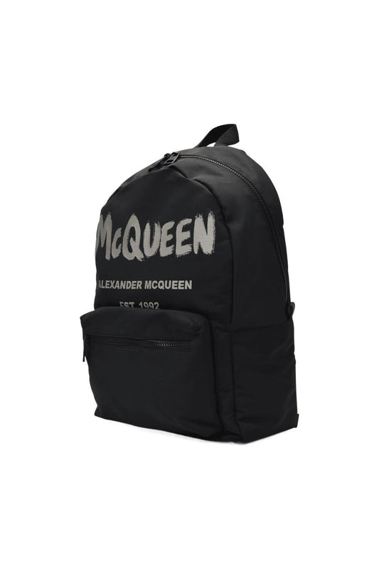 Metropolitan Backpack - Alexander Mcqueen - Black/Off-White - Synthetic