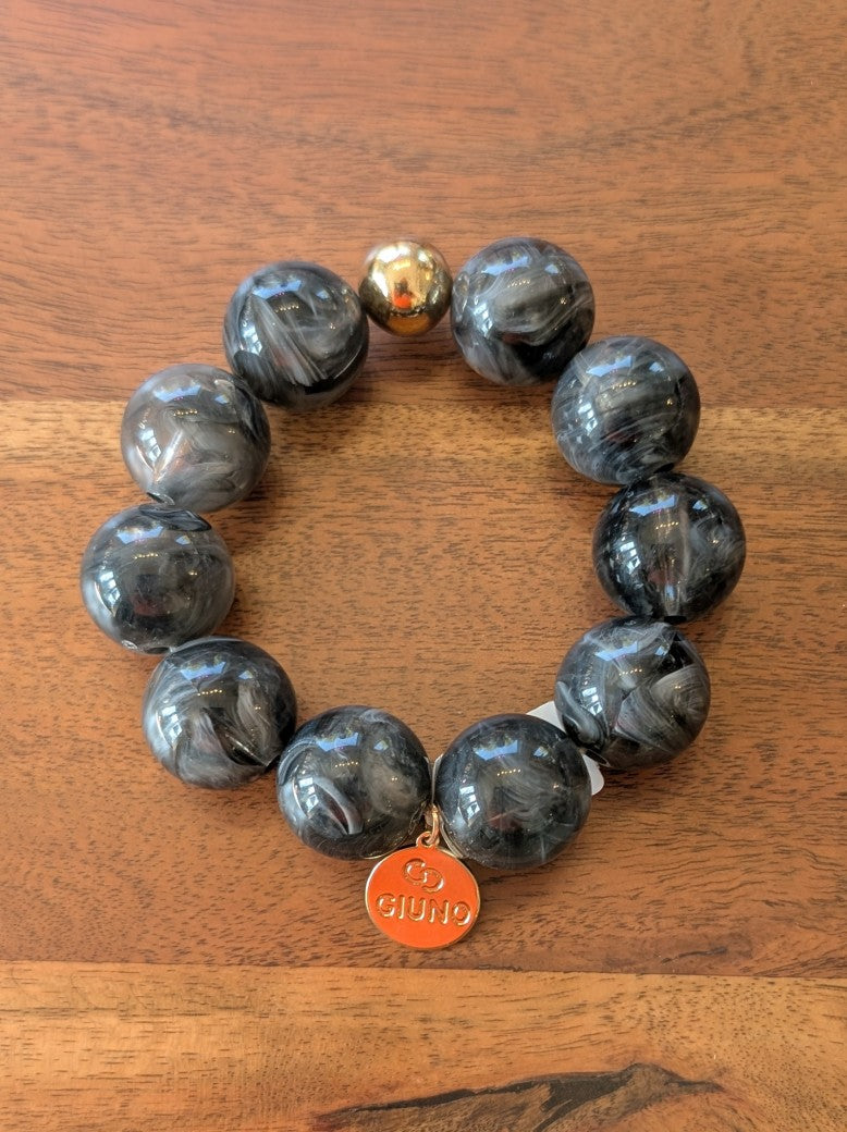 Armband elastisch Acryl Kupfer Groß/Dick XL Perlmutt Grau Blau Gold - GIUNO ARU104-80