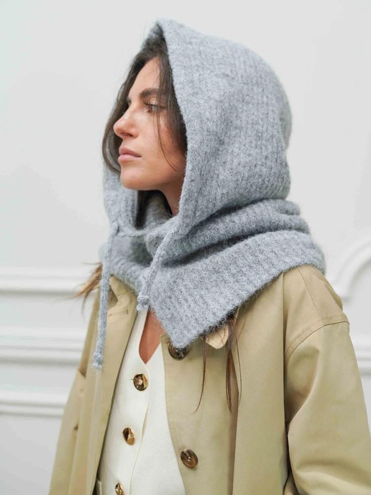 Balaclava Strick Sturmhaube flauschig Grau Hellgrau - von JUBYLEE 0017