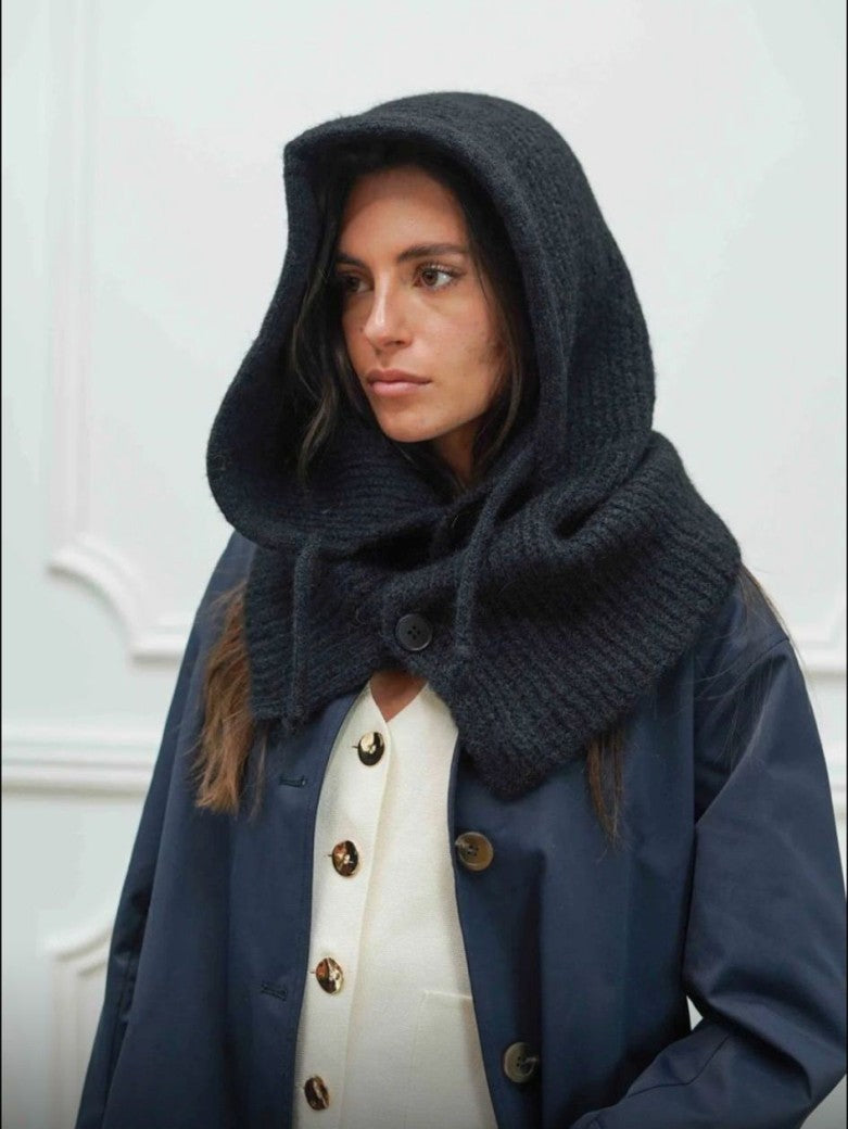 Balaclava Strick Sturmhaube flauschig Schwarz - von JUBYLEE 0017