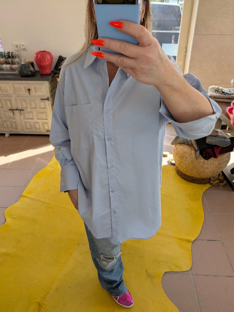 Bluse Drole de Copine Paris Hellblau S/M 100% Baumwolle CHOICE