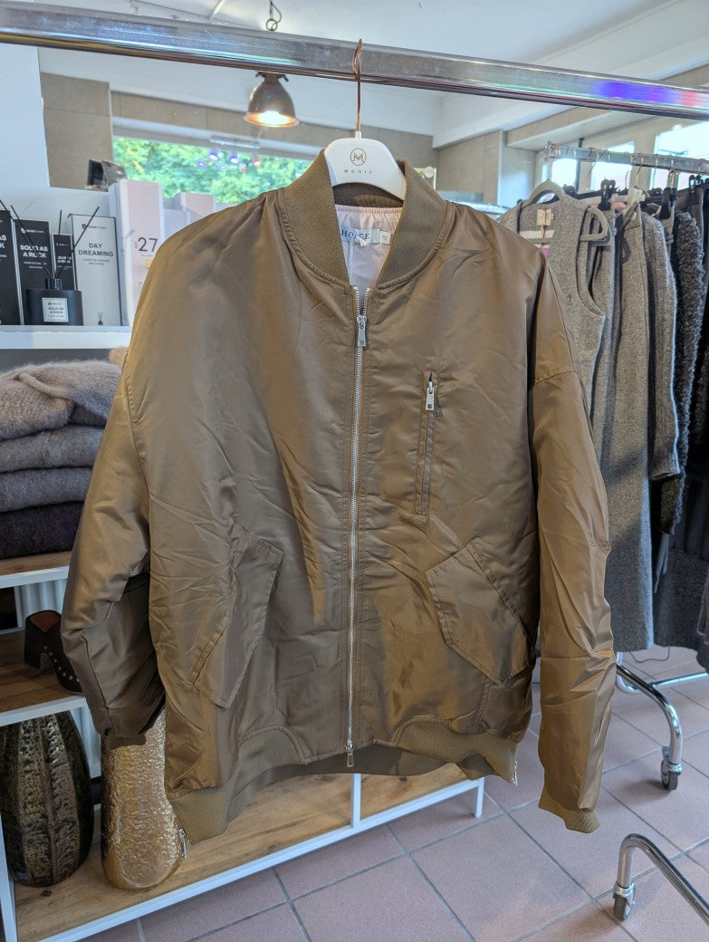 Bomberjacke Nylon Oversized Dark Taupe Goldschimmer innen Hellrosa, OneSize - von CHOICE CH767
