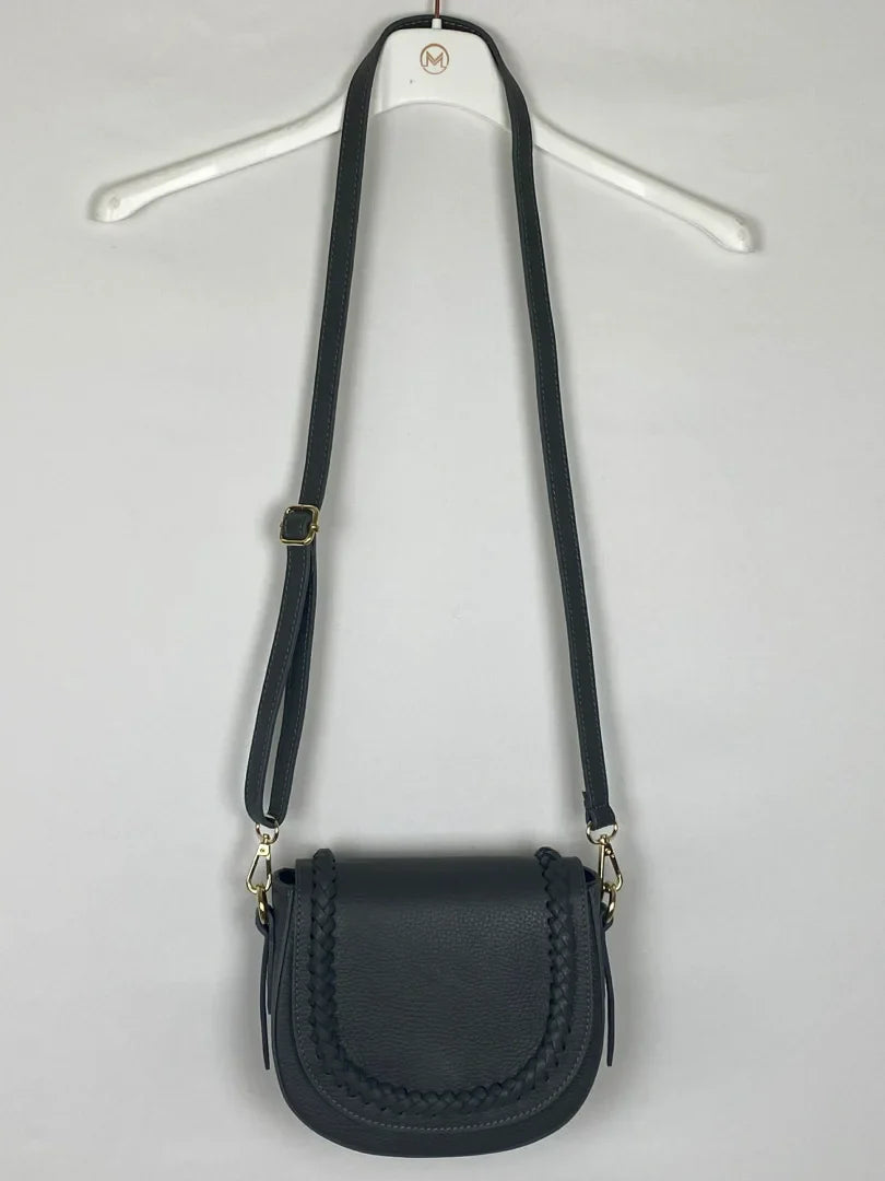 Chloé Style Ledertasche Handtasche Anthrazit Cross-Body tragbar, goldene Schnallen