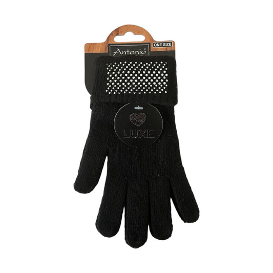 Winter Damen Handschuhe » Strickhandschuhe mit Glitzersteinen » Winterhandschuhe Strass Steine