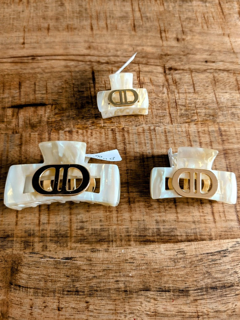 Haarklammer Dior Stil Marmor Muster Créme Beige Gold Größen S, M, L - von Giuno DOO30-26