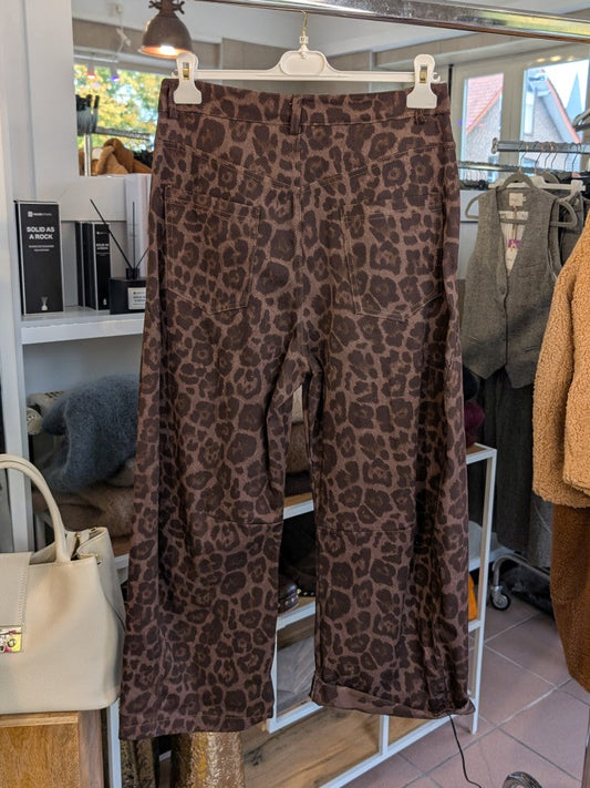 Hose Jeans Balloon Wide Leg Leo Muster Braun Baumwolle - von MIHO`S G02926