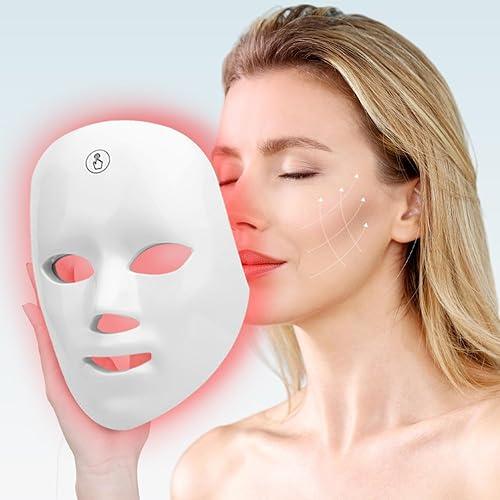 Chargeable 7 Color LED facial & neck light therapy mask anti lifting & whitening