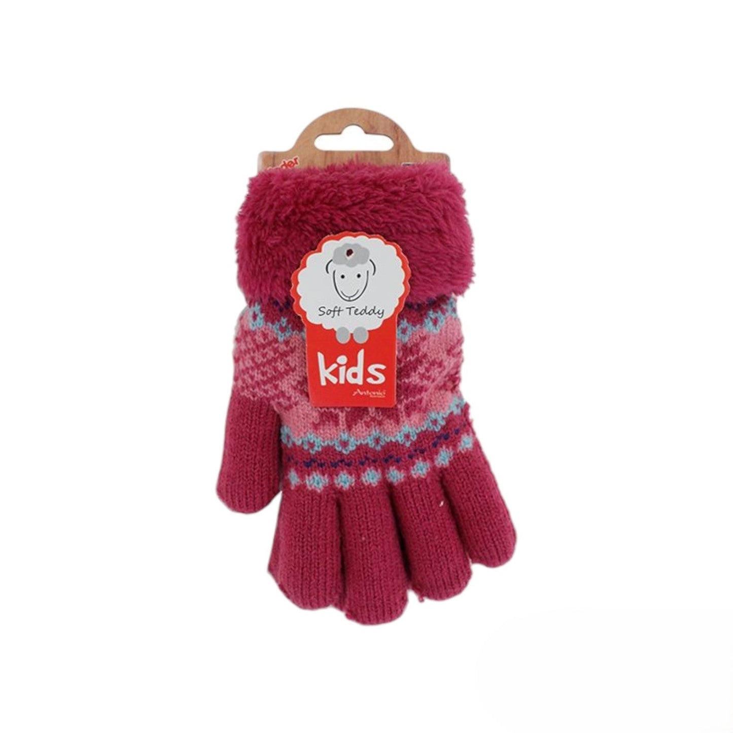 Kinder Winter Handschuhe » Fingerhandschuhe Norweger Stern » Strickhandschuhe warm gefütterte » Soft Teddy Kinderhandschuhe