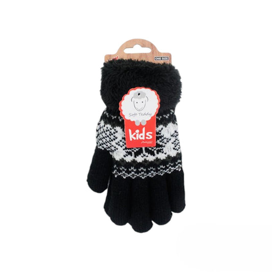 Kinder Winter Handschuhe » Fingerhandschuhe Norweger Stern » Strickhandschuhe warm gefütterte » Soft Teddy Kinderhandschuhe