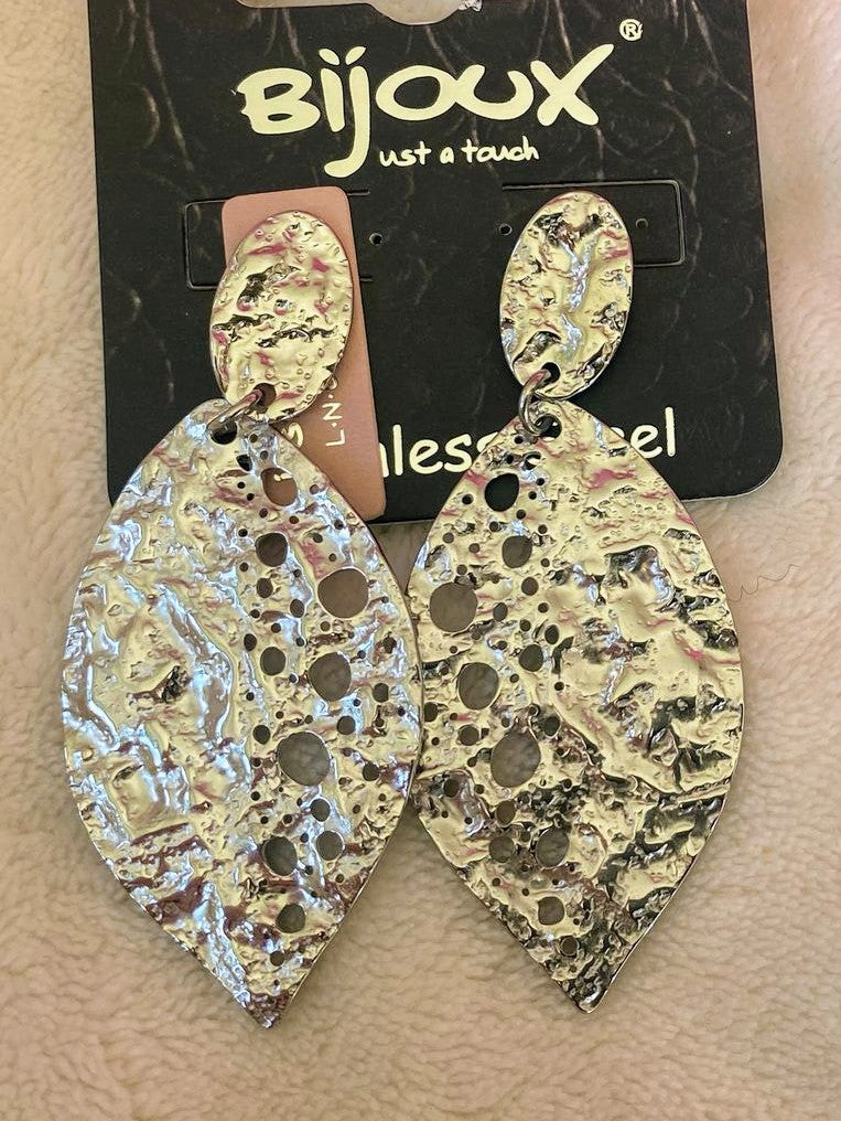 Ohrringe Blätter rhodiniertes Silber Stainless Steel Edelstahl - Bijoux 8112121