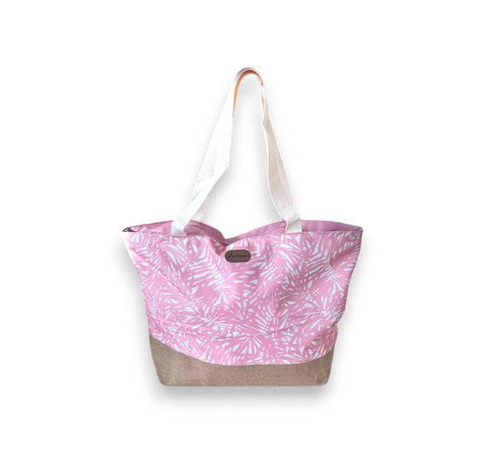 XL Strandtasche » Sommer Tasche Palmenblätter Aruba » große Familien Handtasche ca. 53 x 34 cm » Palmenblatt Optik Tasche » Badetasche mit Reißverschluss