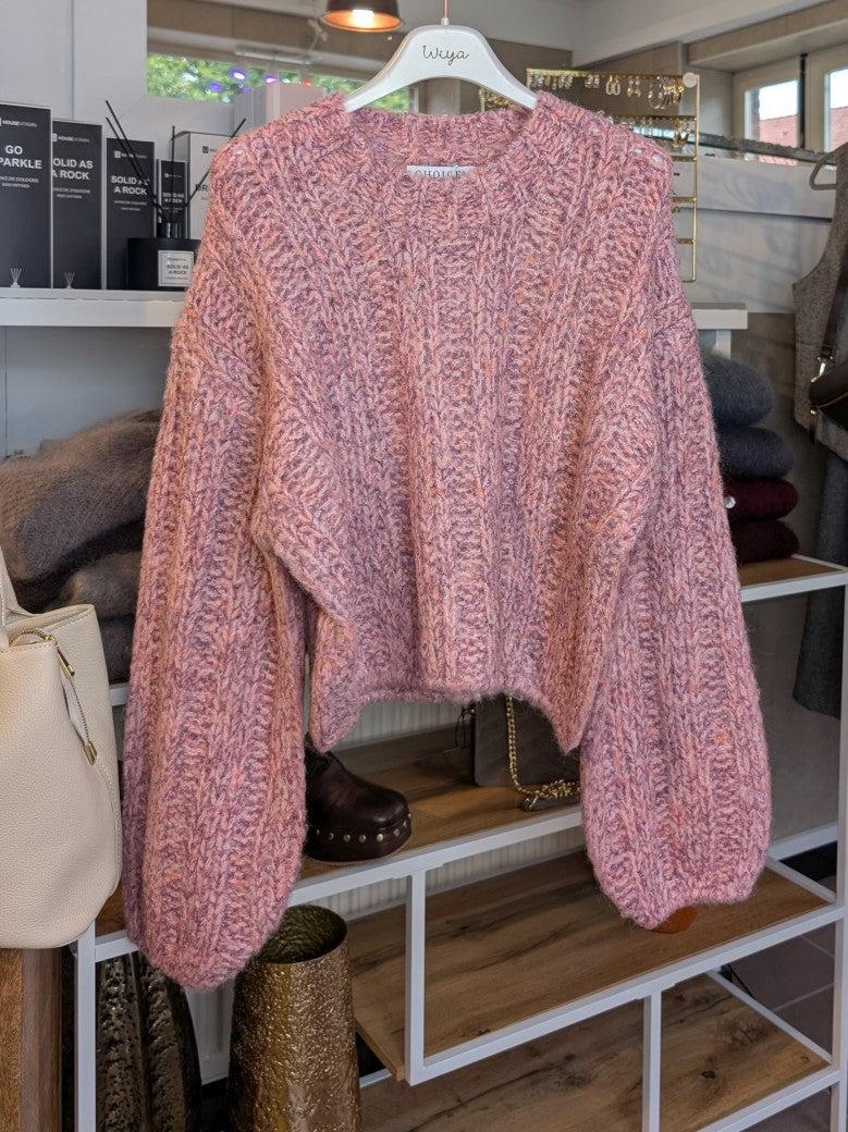 Pullover Pink mit Sprenkeln Rosa Lila Apricots Gelb Viskose Nylon Wolle, One Size - von CHOICE CC075