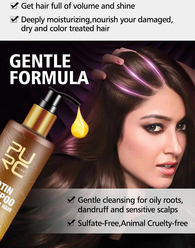 PURC,Biotin fast hair growth oil shampoo conditioner set anti hair loss