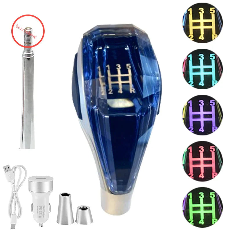 Universal Crystal lighting gear shift knob lever stick handball for cars lover